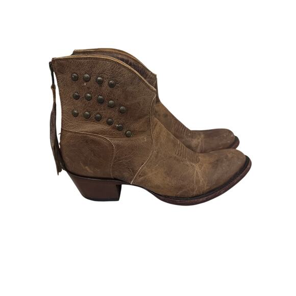 Shyanne Women Shyanne Boots Brown Leather Studded Country Western Cowboy Ankle Booties 8.5